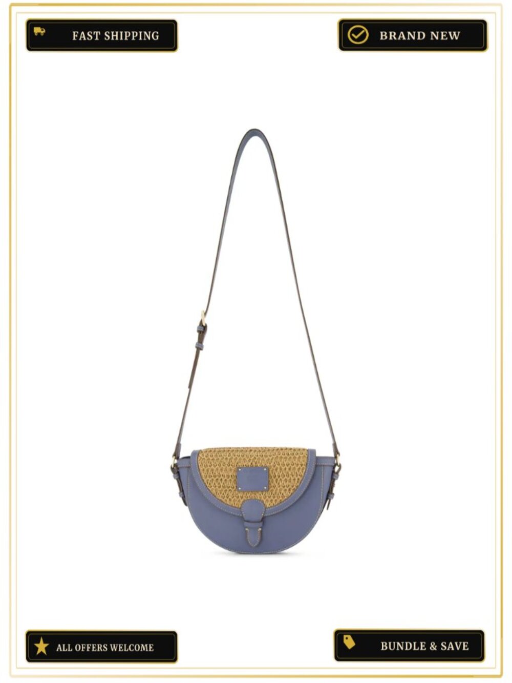 Raffia PU Crossbody Flap Bag